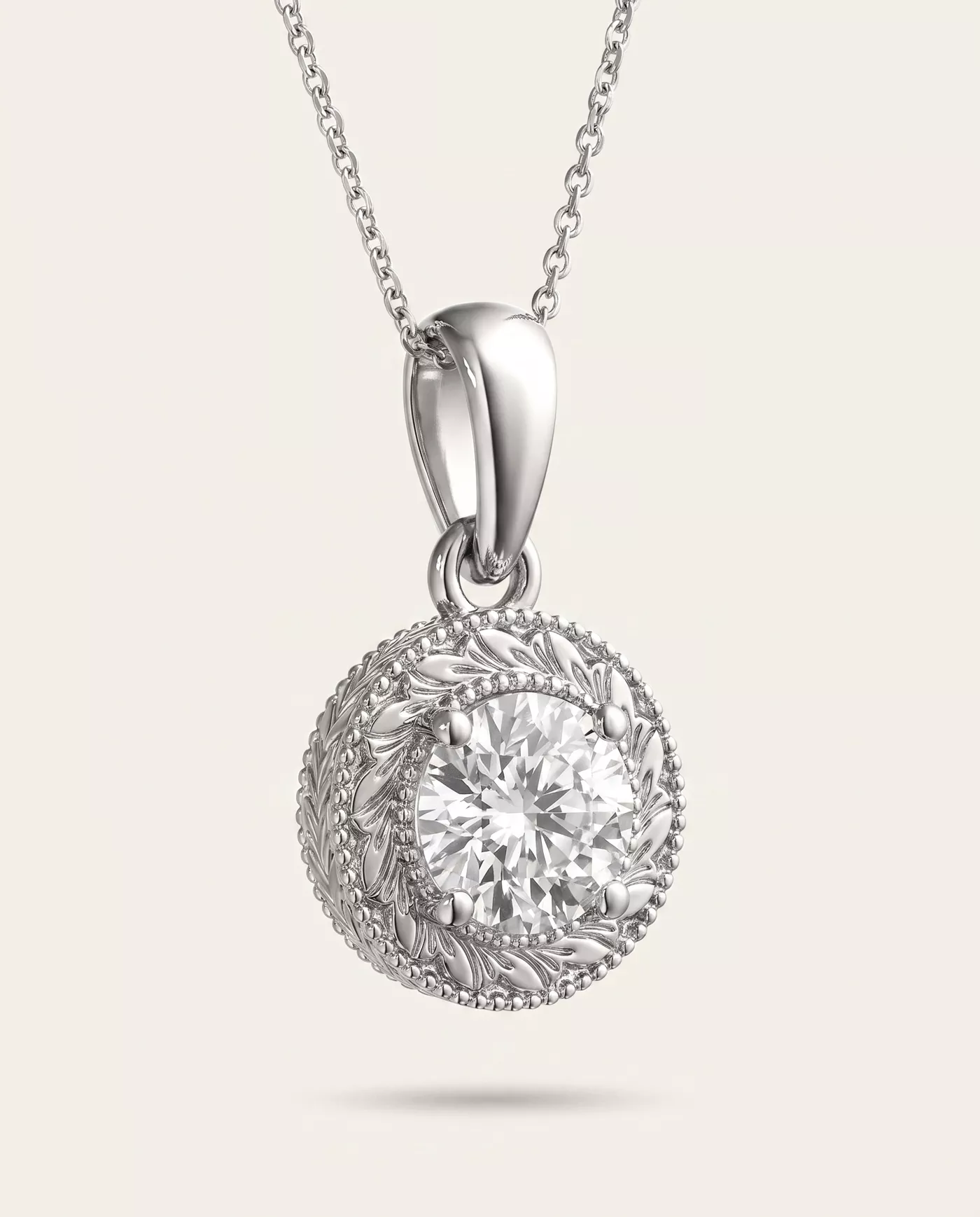 Vintage Round Diamond Solitaire Necklace (1 ct. tw.)